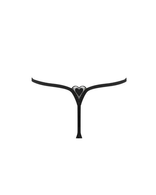 Open Black Heart Thong